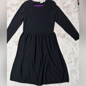 Boden Wool/Cotton Black Button-Back Long Sleeve Dress 18